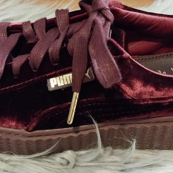 Brand New Burgundy velvet Puma Fenty X by Rihanna size women's 6.5 - Picture 3 of 8